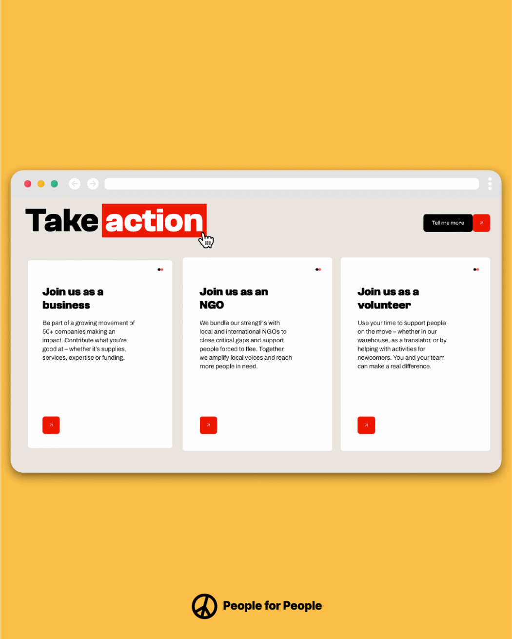 People for People 'Take action' page